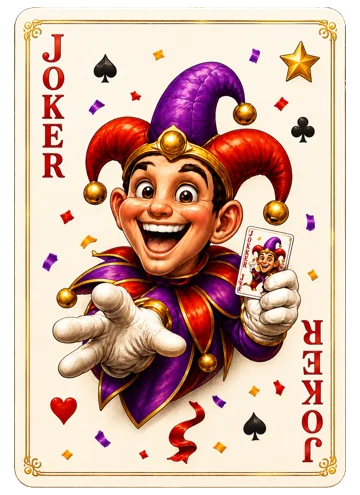 Official Hatrallot Joker card featuring a colorful smiling jester