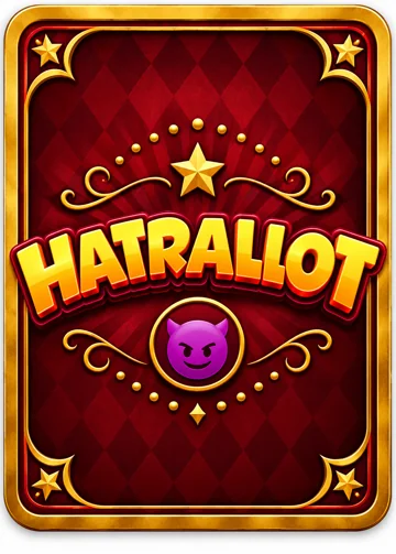Official Hatrallot card back with red diamond pattern and jester emblem